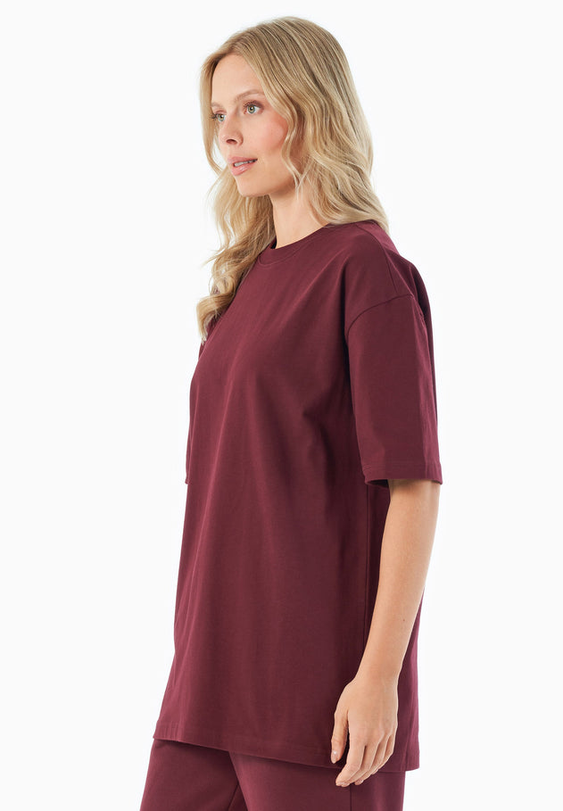 Tussem Unisex Basic Organic Cotton T-Shirt Burgundy Red
