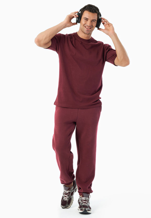 Tussem Unisex Basic Organic Cotton T-Shirt Burgundy Red