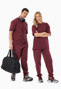 Tussem Unisex Basic Organic Cotton T-Shirt Burgundy Red