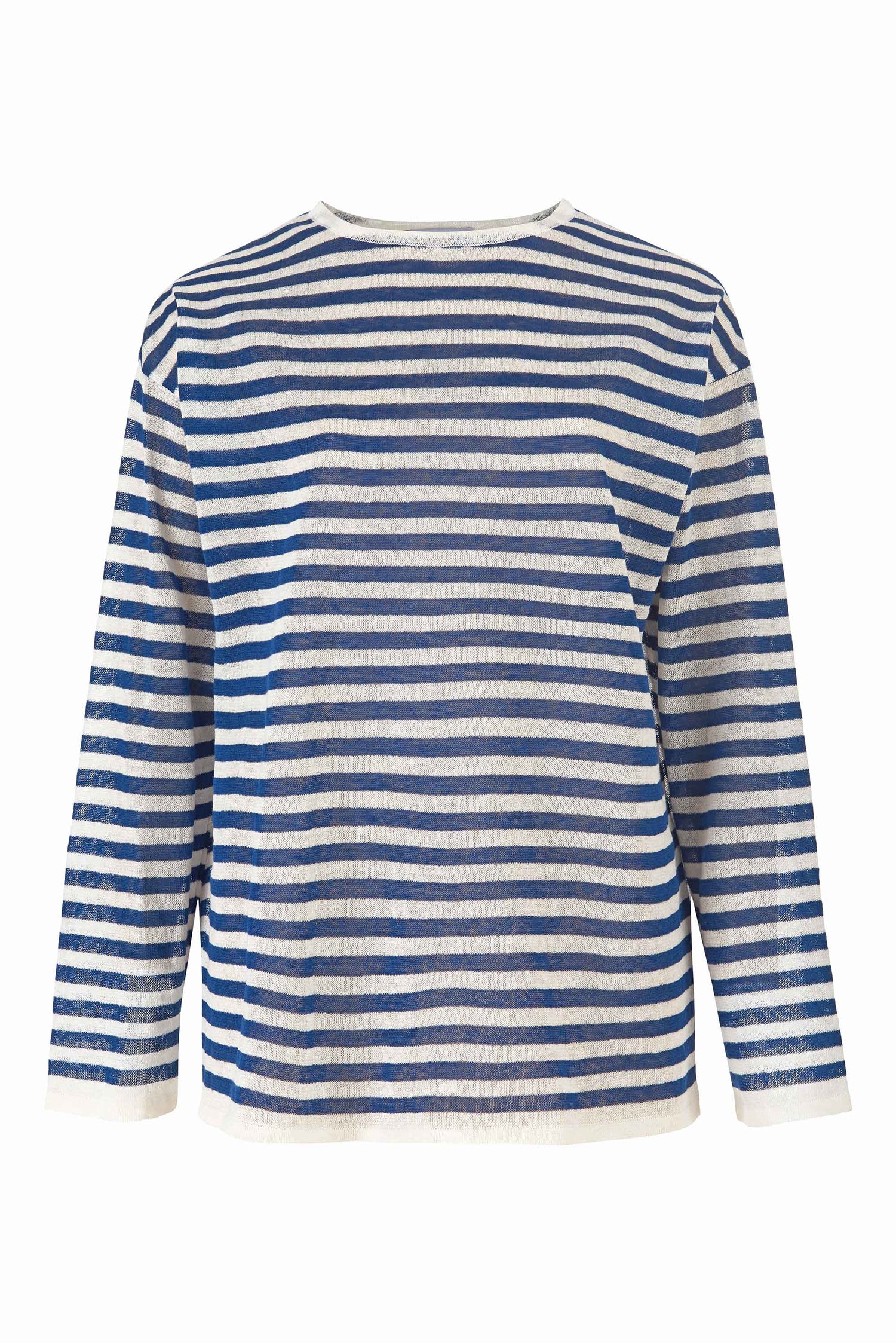 Tanto Unisex Linen Long-Sleeve Top Navy Striped
