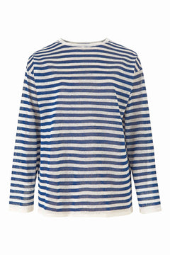 Tanto Unisex Linen Long-Sleeve Top Navy Striped