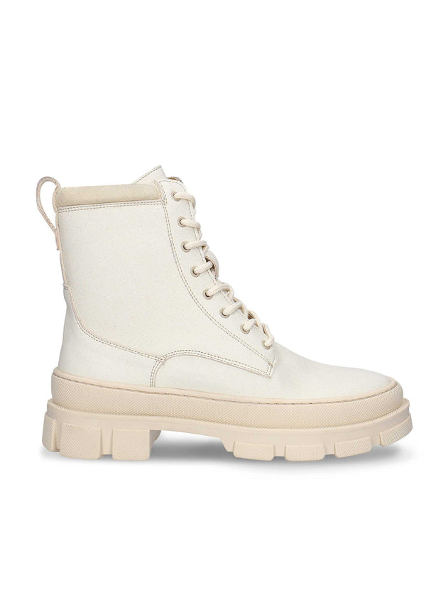 Women's Tea White Boots Zipper Chunky