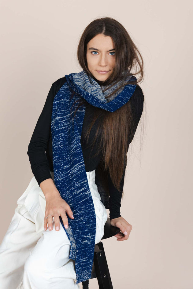 The Hemp & Wool Scarf  Blue