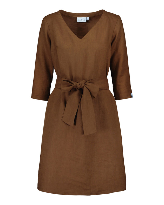 Vera Linen Dress Tiramisu Brown