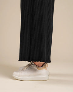 Long Ribbed Culottes Black