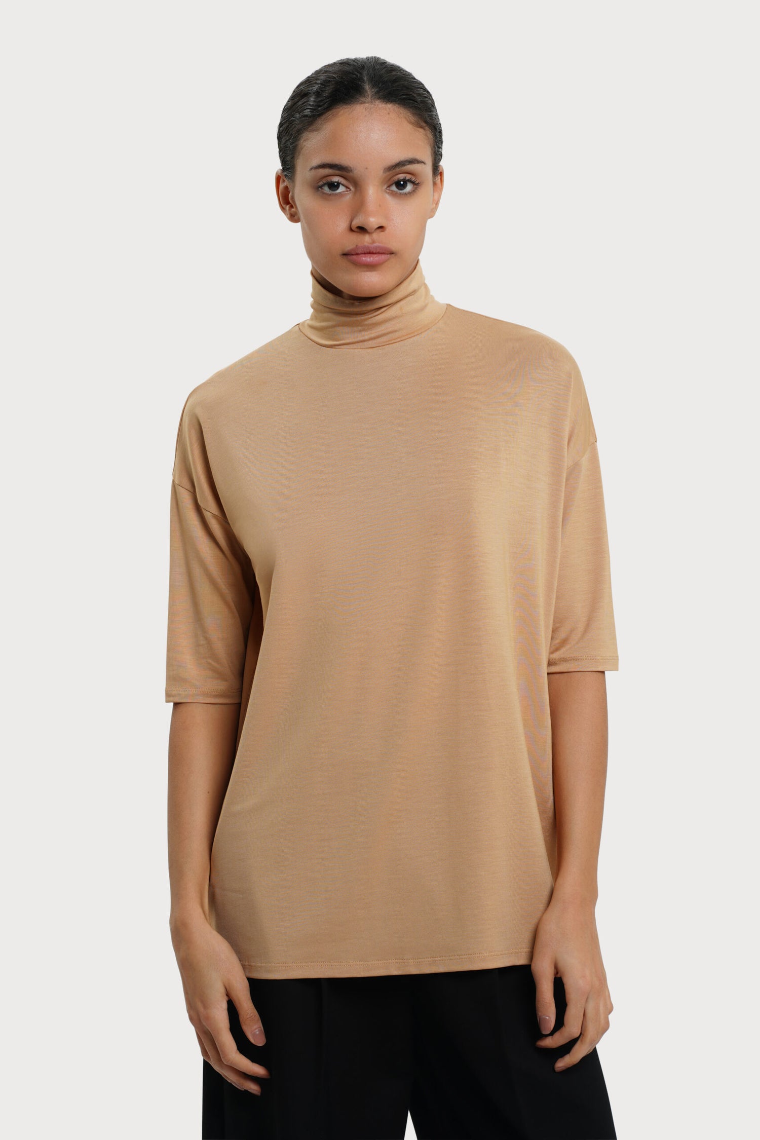 Tomasine Turtleneck Top Camel Brown