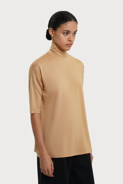 Tomasine Turtleneck Top Camel Brown