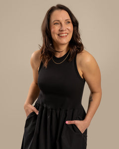 Poplin Top Dress Black