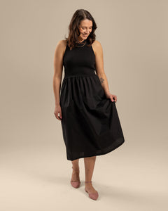Poplin Top Dress Black