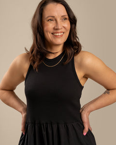 Poplin Top Dress Black