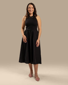 Poplin Top Dress Black