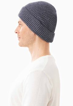 Ribbed Merino Wool Blend Beanie Antracite