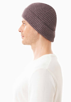 Ribbed Merino Wool Blend Beanie Light Brown