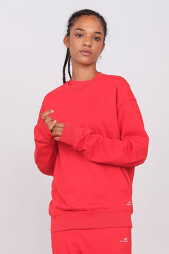 Unisex Oversize Crewneck Sweatshirt Red