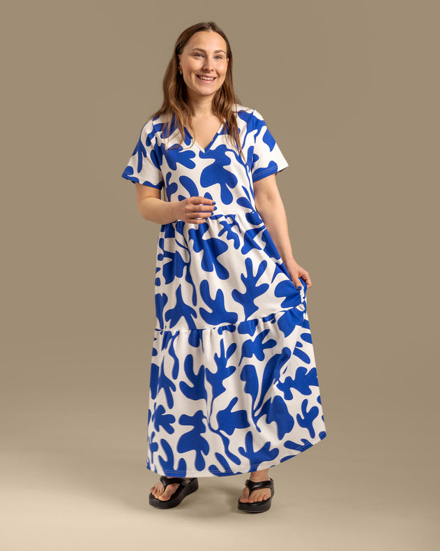V-Neck Maxi Dress Como Blue