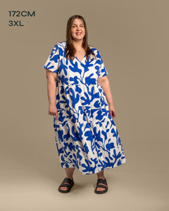 V-Neck Maxi Dress Como Blue