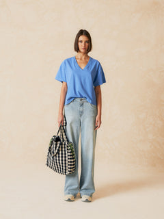 Pau Basic V-Neck T-Shirt Provenza Blue