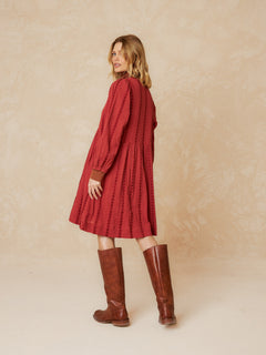 Short Dress Jacquard Red