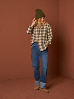 Checkered Cotton Overshirt Green