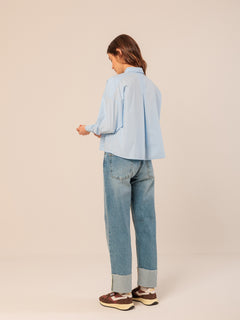 Cropped Poplin Shirt Sky