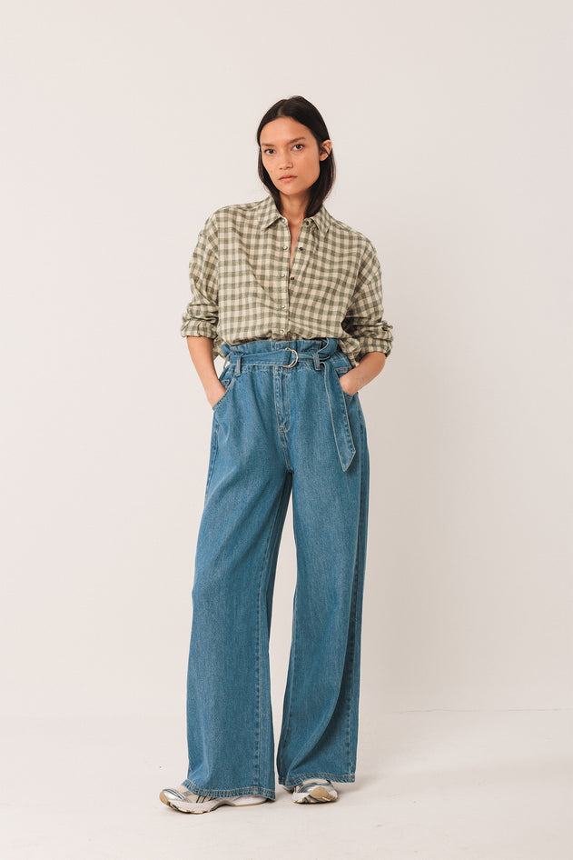 Vichy-Checkered Shirt Green