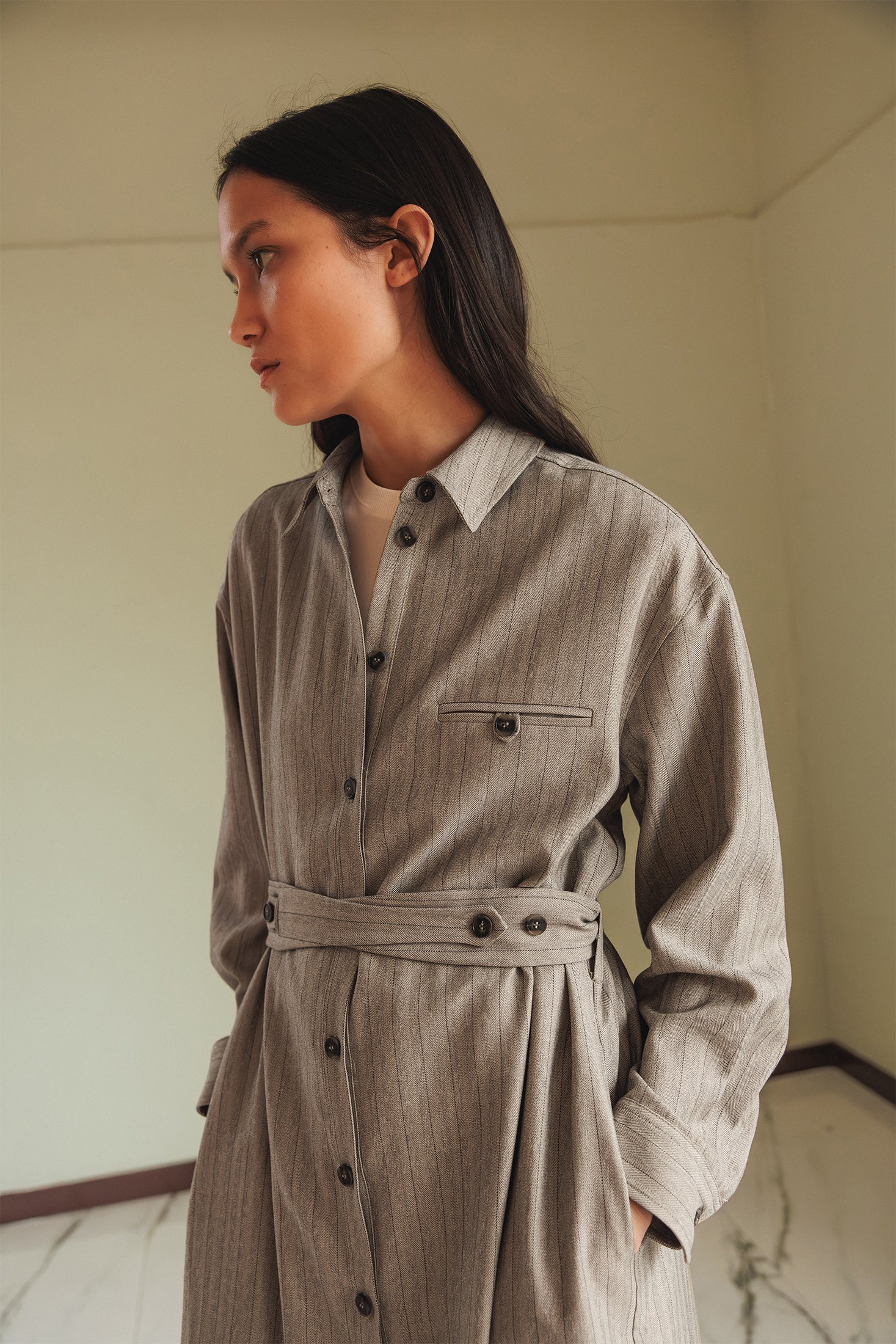 Fluid Shirt Dress Grey