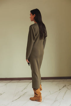 Knotted Knit Dress Green