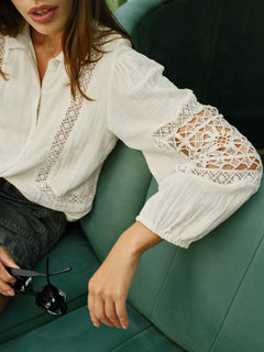 Lace Double Gauze Shirt Ecru