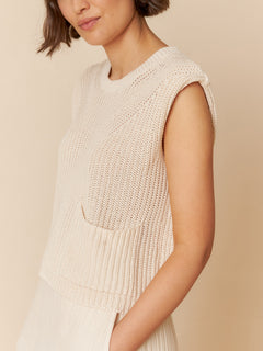 English Rib Knit Vest Ecru