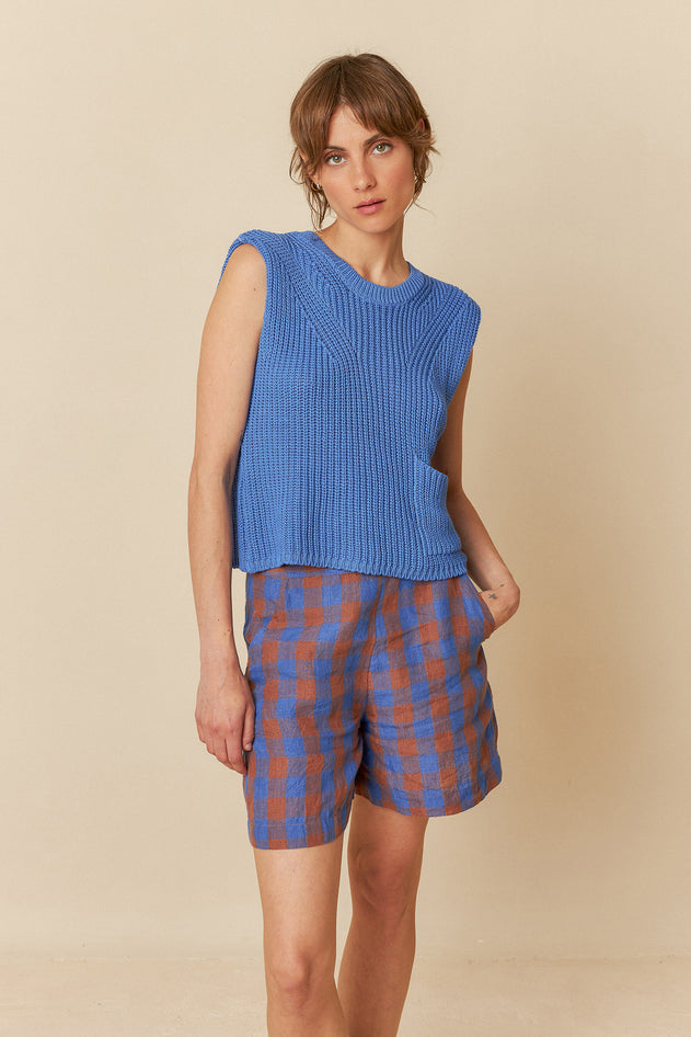 English Rib Knit Vest Klein Blue