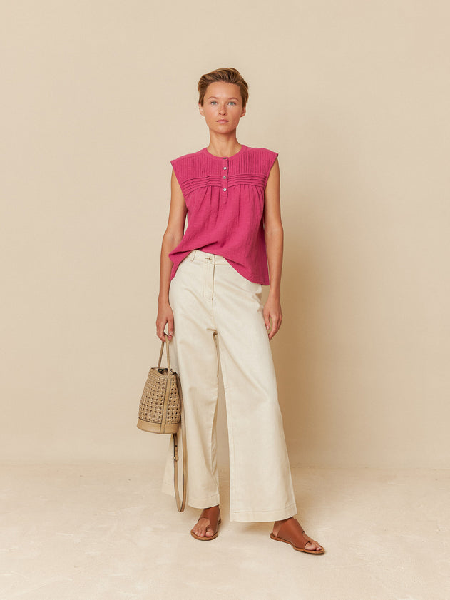 Gabardine Crop Trousers Ecru