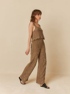 Crochet Culotte Pants Taupe