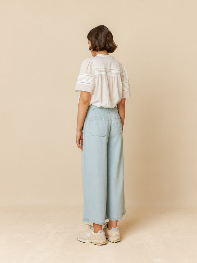 Denim-Effect Pants Light Blue