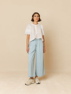 Denim-Effect Pants Light Blue