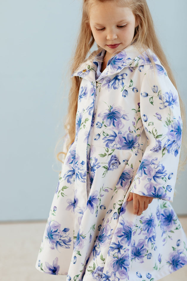 Kids' Blue Whisper Raincoat White