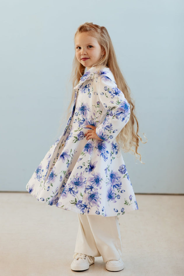 Kids' Blue Whisper Raincoat White