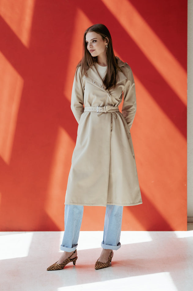 Classic Trench Raincoat Beige