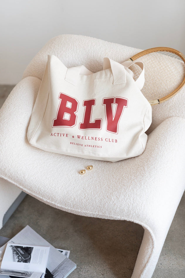 Varsity Tote Bag Cream & Cherry