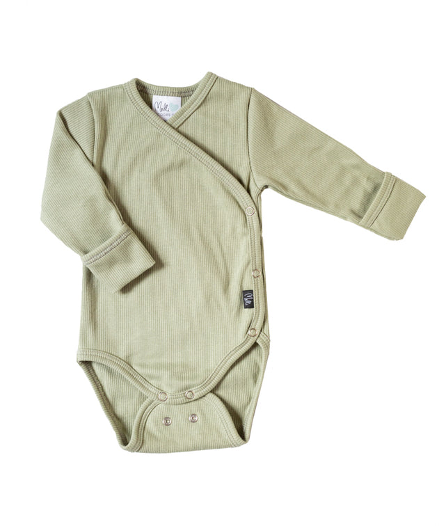 Baby's Ribbed Wrap Body Green