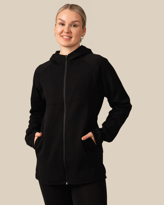 Toive Zip-Up Hoodie Long Black