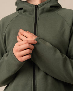 Toive Zip-Up Hoodie Long Sage Green