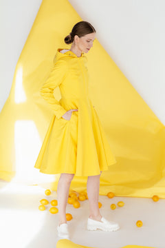 Fit and Flare Raincoat with Full Circle Hem Yellow Sun