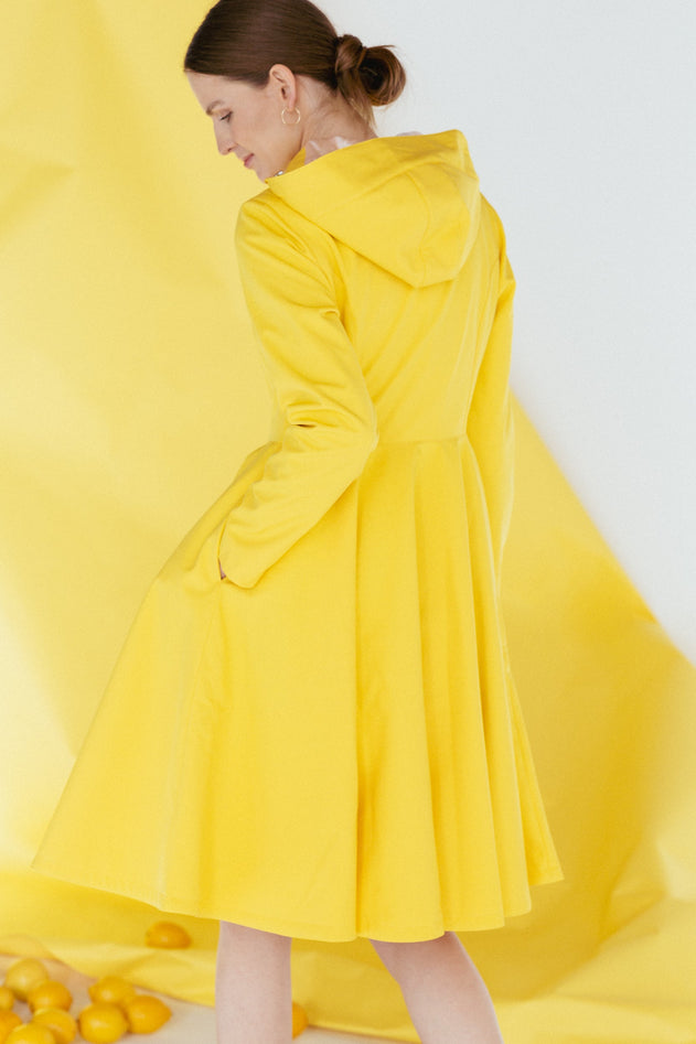 Fit and Flare Raincoat with Full Circle Hem Yellow Sun