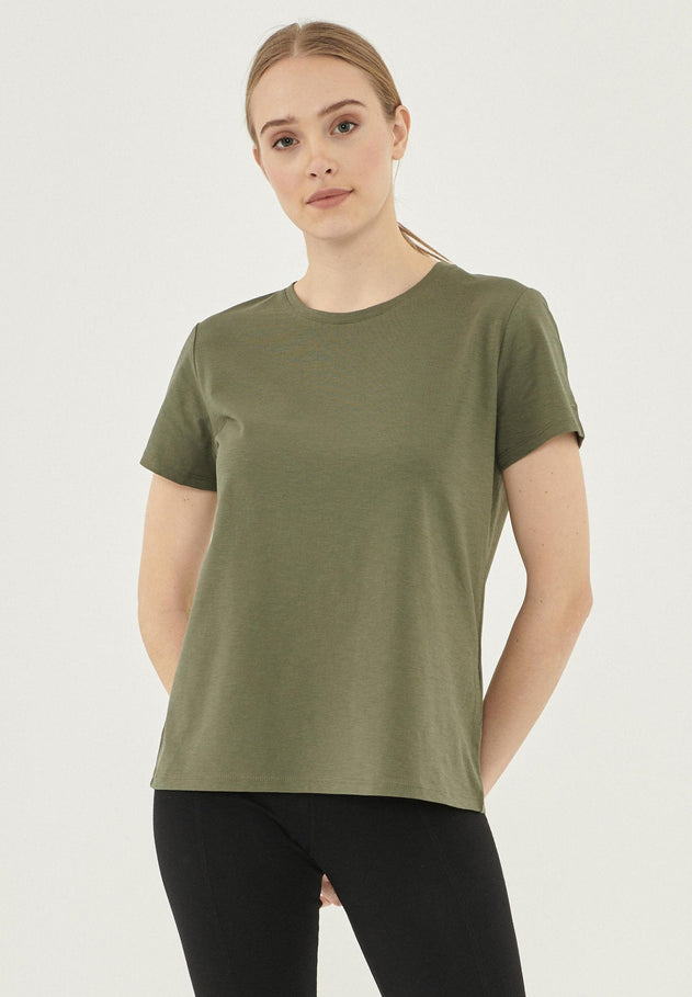 Women's Basic Round Neck T-Shirt Khaki