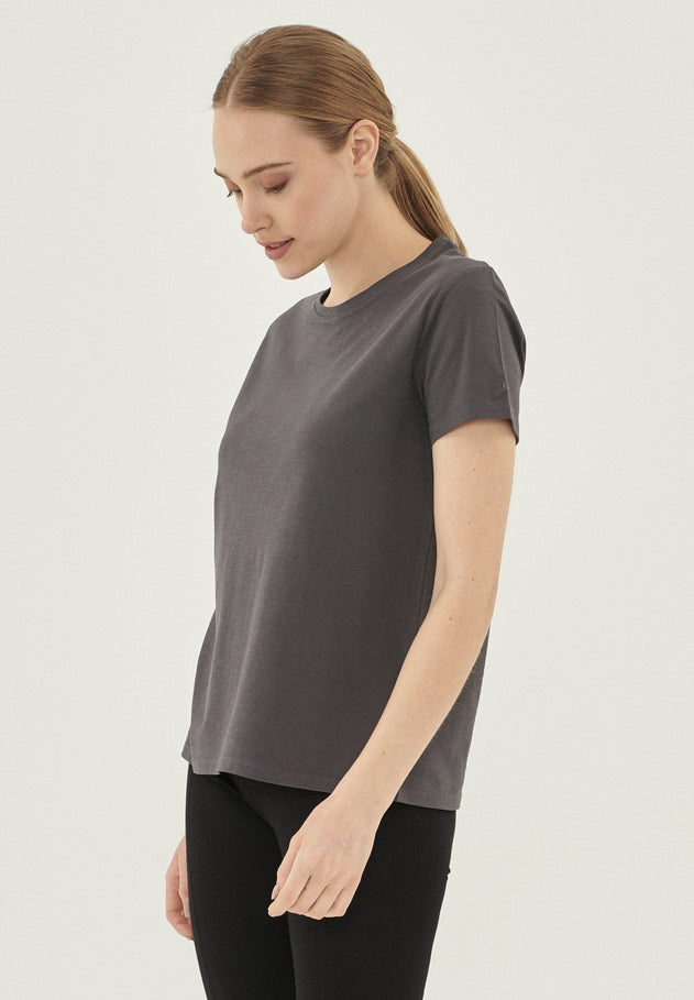 Women's Basic Round Neck T-Shirt Asphalt