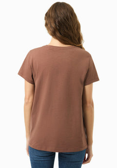 Women's Basic Round Neck T-Shirt Cocoa Brown