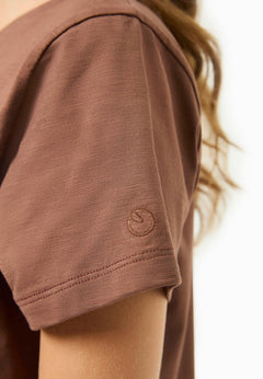 Women's Basic Round Neck T-Shirt Cocoa Brown