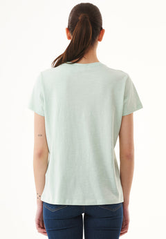 Women's Basic Round Neck T-Shirt Aqua Green