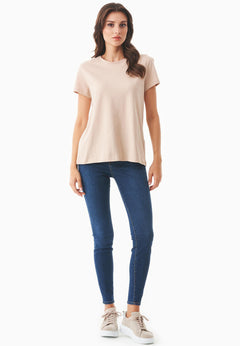 Women's Basic Round Neck T-Shirt Beige