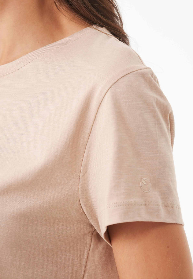 Women's Basic Round Neck T-Shirt Beige